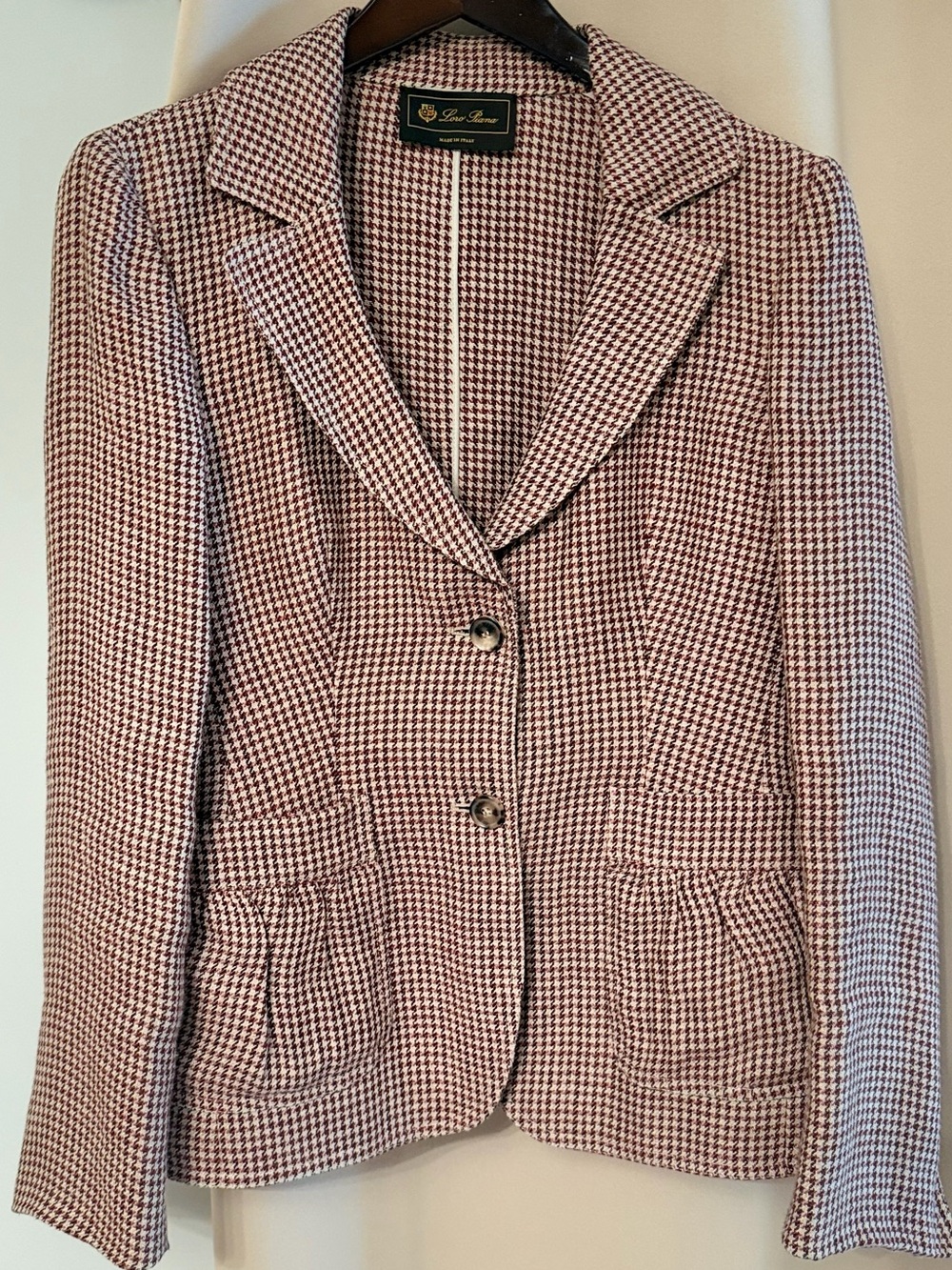 Loro Piana Pink and Tan Houndstooth Blazer Jacket